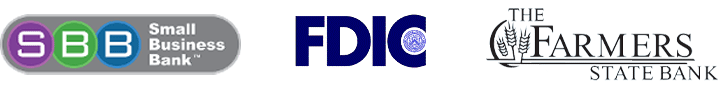 Logos of Closing bank: Small Business Bank, Receiver: FDIC and Acquiring Institution: The Farmers State Bank of Oakley, Kansas
